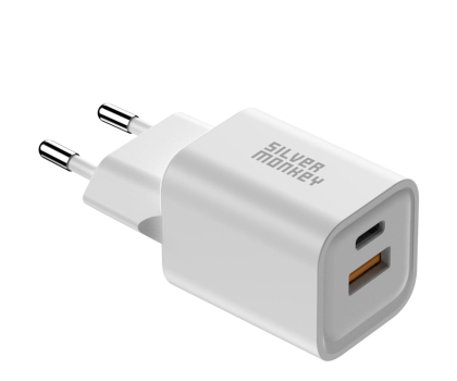 Ładowarka i akumulator SILVER MONKEY GaN 35W USB-C PD, USB-A QC W